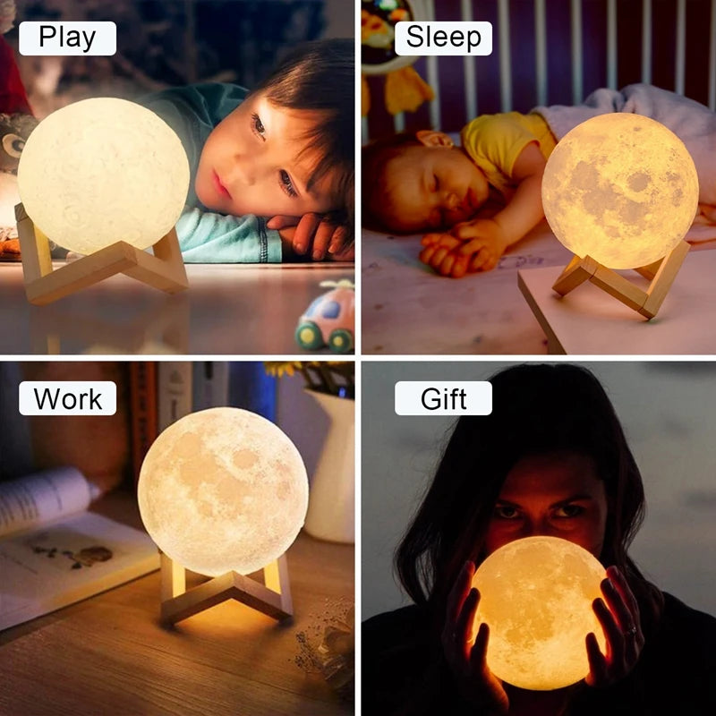 D5 Moon Lamp 8cm – LED Night Light with Stand