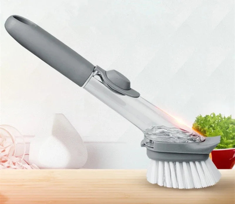 Refillable Kitchen Cleaning Brush with Long Handle