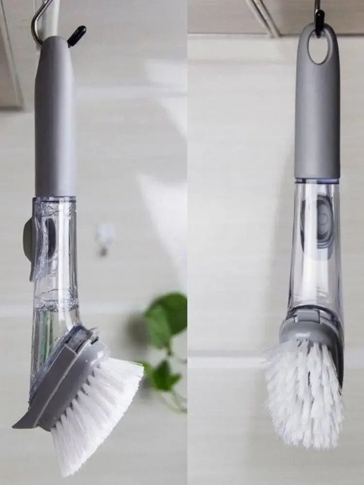 Refillable Kitchen Cleaning Brush with Long Handle