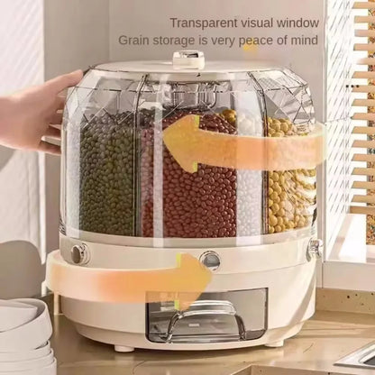 Rotating Sealed Rice & Cereal Dispenser – Moisture-Proof Kitchen Storage Container