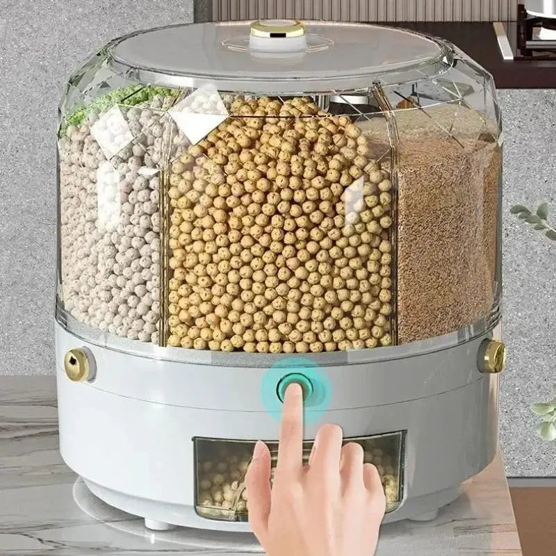 Rotating Sealed Rice & Cereal Dispenser – Moisture-Proof Kitchen Storage Container