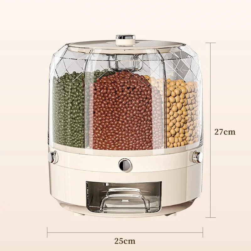 Rotating Sealed Rice & Cereal Dispenser – Moisture-Proof Kitchen Storage Container