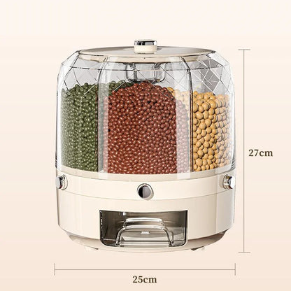 Rotating Sealed Rice & Cereal Dispenser – Moisture-Proof Kitchen Storage Container