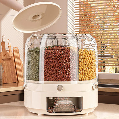 Rotating Sealed Rice & Cereal Dispenser – Moisture-Proof Kitchen Storage Container