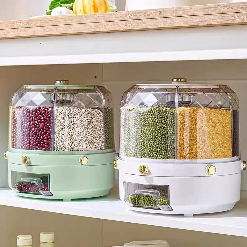 Rotating Sealed Rice & Cereal Dispenser – Moisture-Proof Kitchen Storage Container