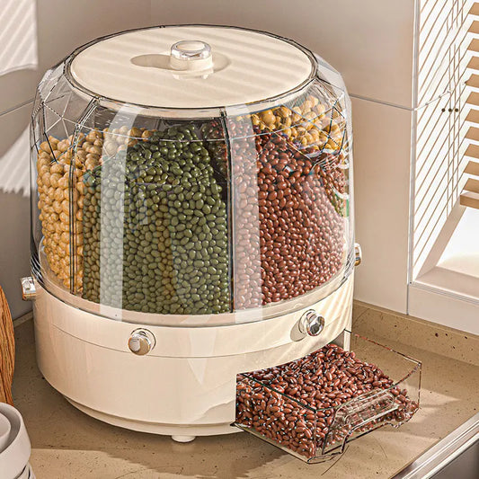 Rotating Sealed Rice & Cereal Dispenser – Moisture-Proof Kitchen Storage Container