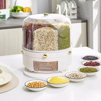 Rotating Sealed Rice & Cereal Dispenser – Moisture-Proof Kitchen Storage Container