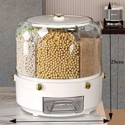 Rotating Sealed Rice & Cereal Dispenser – Moisture-Proof Kitchen Storage Container