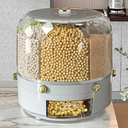 Rotating Sealed Rice & Cereal Dispenser – Moisture-Proof Kitchen Storage Container