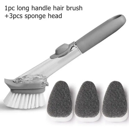 Refillable Kitchen Cleaning Brush with Long Handle