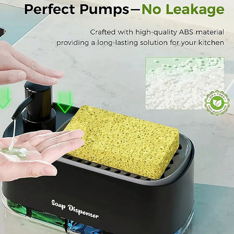 2-in-1 Soap Dispenser with Sponge Holder – For Kitchen or Bathroom Use