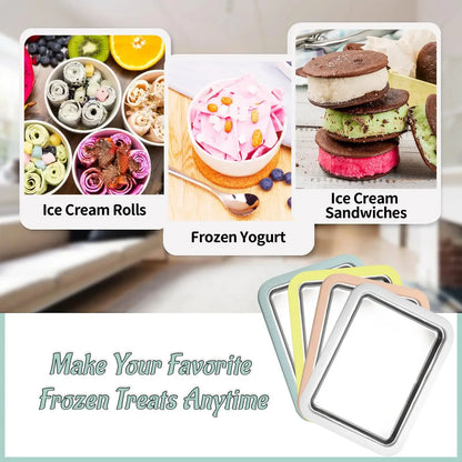 Rolled Ice Cream Maker Pan with 2 Scrapers