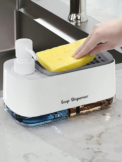 2-in-1 Soap Dispenser with Sponge Holder – For Kitchen or Bathroom Use