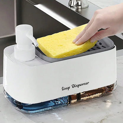 2-in-1 Soap Dispenser with Sponge Holder – For Kitchen or Bathroom Use