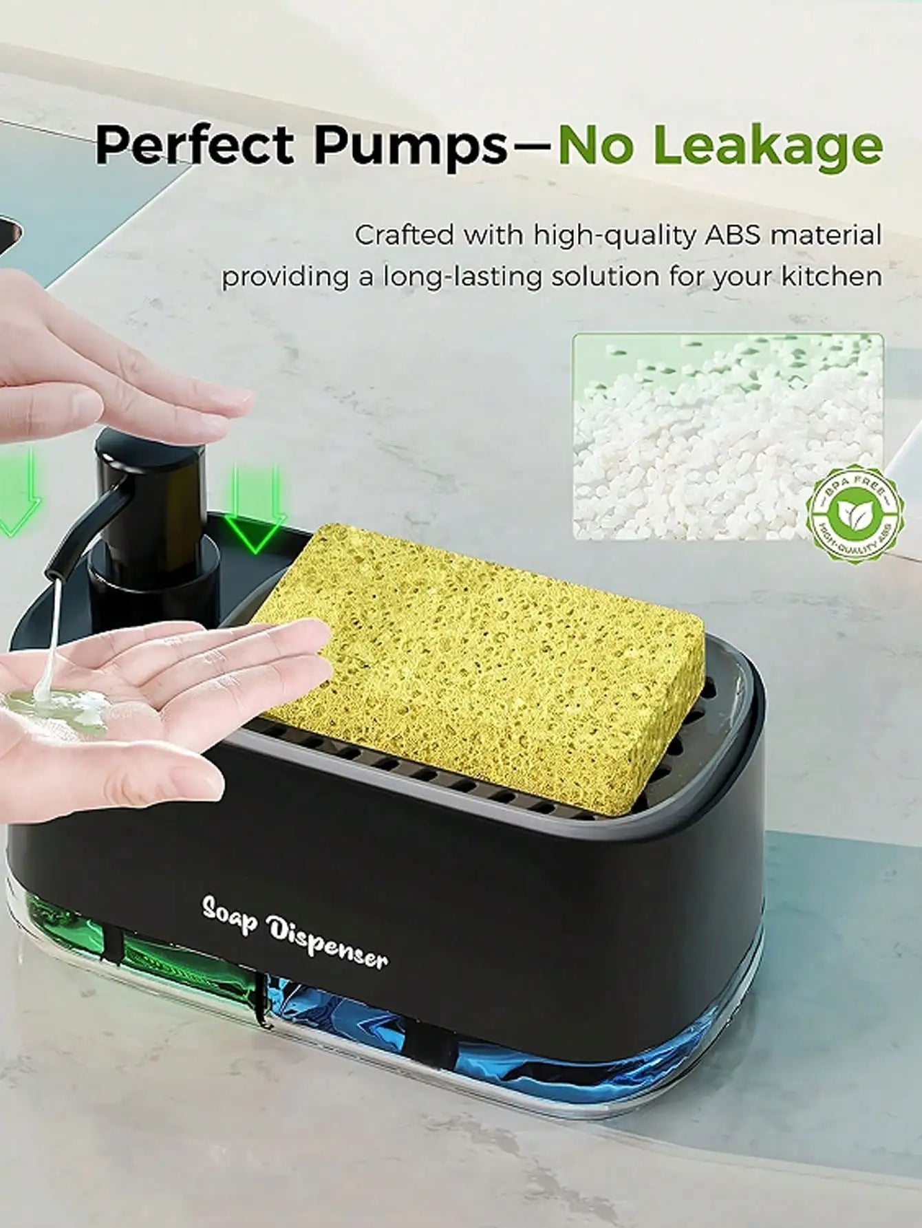 2-in-1 Soap Dispenser with Sponge Holder – For Kitchen or Bathroom Use