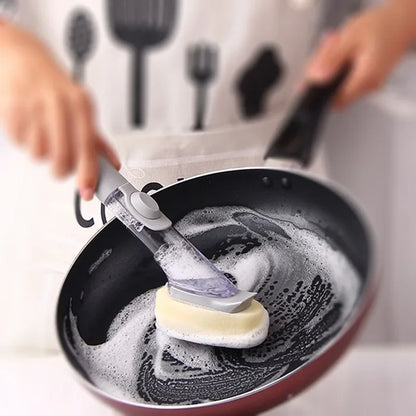 Refillable Kitchen Cleaning Brush with Long Handle