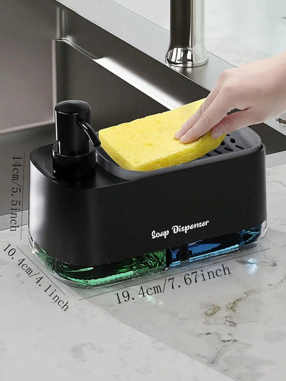 2-in-1 Soap Dispenser with Sponge Holder – For Kitchen or Bathroom Use