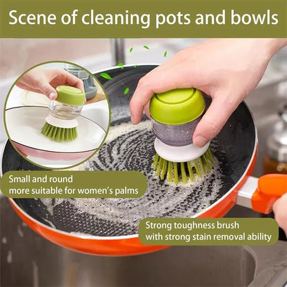 Dish Brush with Integrated Soap Dispenser and Drip Tray Holder
