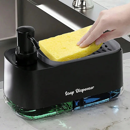 2-in-1 Soap Dispenser with Sponge Holder – For Kitchen or Bathroom Use
