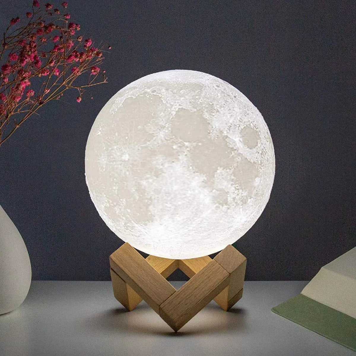 D5 Moon Lamp 8cm – LED Night Light with Stand
