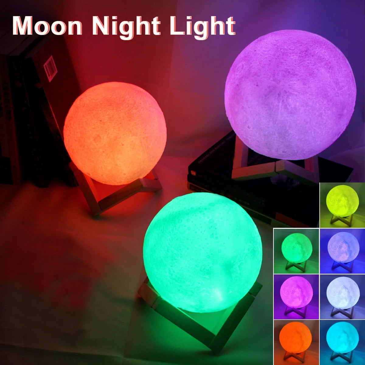D5 Moon Lamp 8cm – LED Night Light with Stand