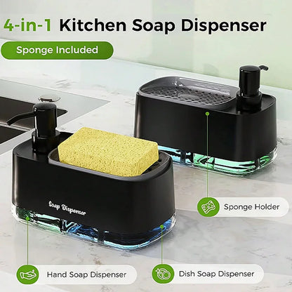 2-in-1 Soap Dispenser with Sponge Holder – For Kitchen or Bathroom Use