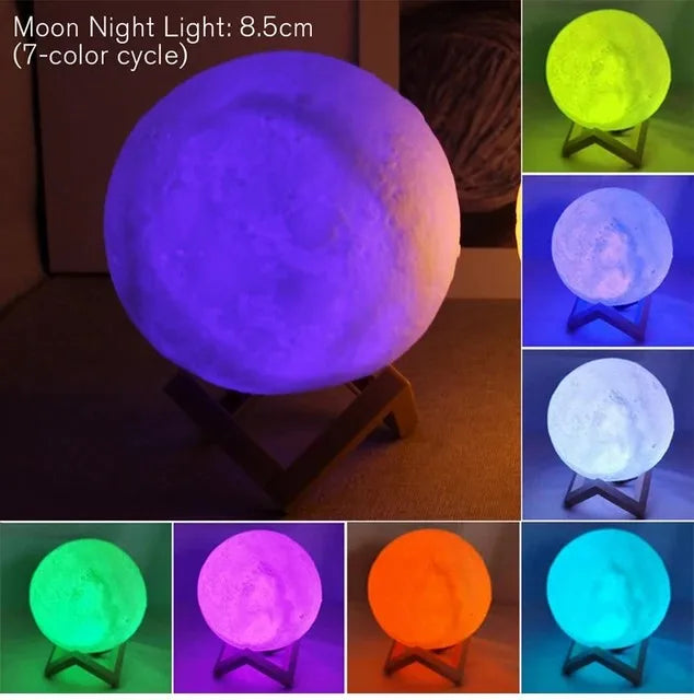 D5 Moon Lamp 8cm – LED Night Light with Stand