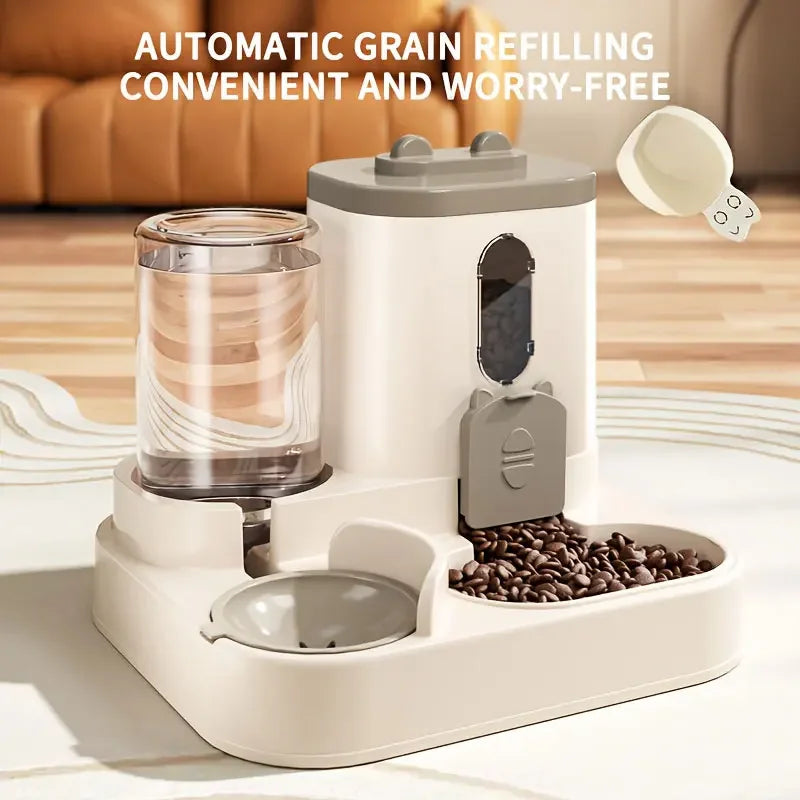 2-in-1 Automatic Pet Feeder and Water Dispenser – Integrated and Compact Design for Cats and Dogs