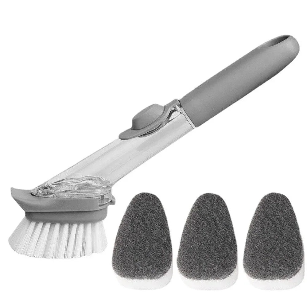 Refillable Kitchen Cleaning Brush with Long Handle