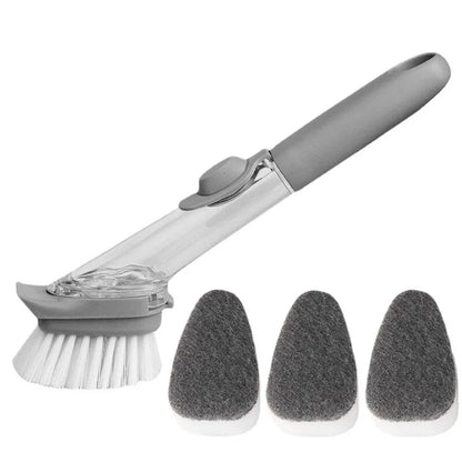 Refillable Kitchen Cleaning Brush with Long Handle