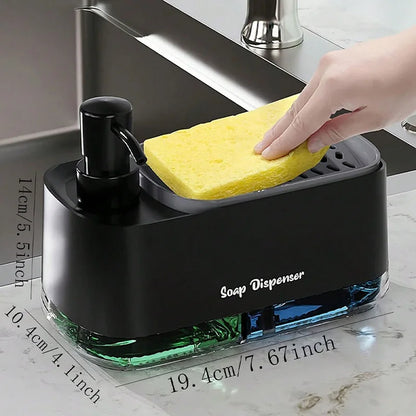 2-in-1 Soap Dispenser with Sponge Holder – For Kitchen or Bathroom Use