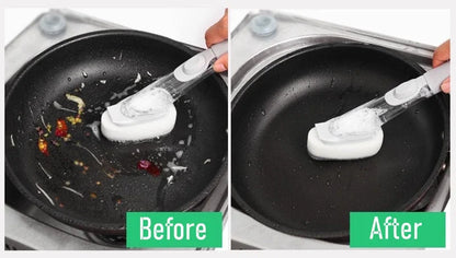 Refillable Kitchen Cleaning Brush with Long Handle